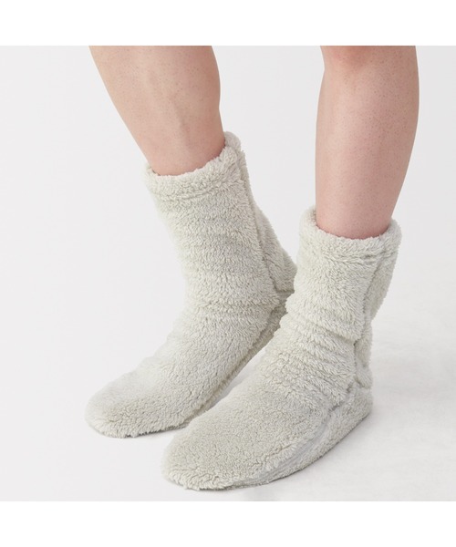 無印良品（ムジルシリョウヒン）の「紳士　足なり直角　再生ポリエステル　ボアフリース　ルームソックス（ソックス/靴下・メンズ・ダークネイビー/ブラウン/ダークグレー/ダークベージュ/カーキ系/ブラウン系・25-27CM）」の9枚目の写真