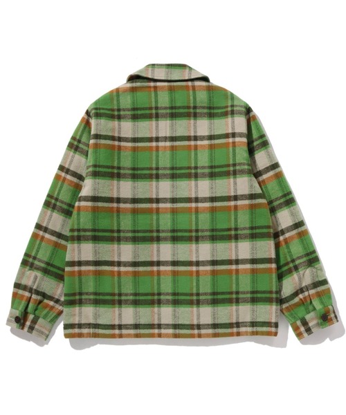 A BATHING APE フード付きナイロンジャケット グリーン系チェック BAPE CHECK CPO ZIP JACKET（ブルゾン）｜A BATHING APE（アベイシング