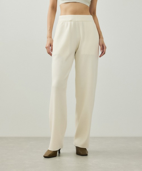 ADAM ET ROPE'（アダムエロペ）の「【EMOELLE】ウールニットパンツ（その他パンツ・レディース・グレー/オフホワイト・38/36）」の2枚目の写真