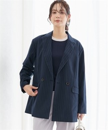 テーラードジャケット（ブルー・ネイビー/青色系・ストライプ柄