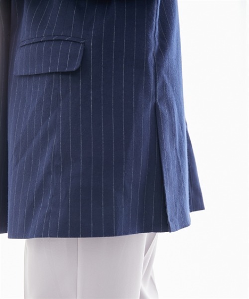 7days Life Styling（セブンデイズライフスタイリング）の「ストライプ柄ウール調ジャコット（オーバーシルエット）<大きいサイズ有>（テーラードジャケット・レディース・チャコールグレー/ネイビー・S/M/L/LL/3L）」の11枚目の写真