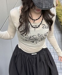 Judin（ジュディン）の「Vintage print sheer long Tee【JD】（Tシャツ/カットソー）」