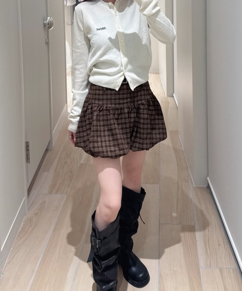 nemne store(ネンネストア)の「チェックバルーンスカート(スカート・レディース・ブラウン/グレー・SMALL/MEDIUM)」の2枚目の写真