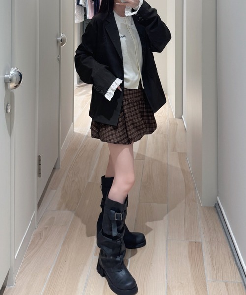 nemne store(ネンネストア)の「チェックバルーンスカート(スカート・レディース・ブラウン/グレー・SMALL/MEDIUM)」の6枚目の写真