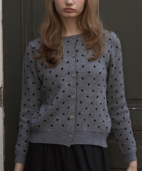 Birthday room（バースデイルーム）の「ドットニットカーディガン/dot knit cardigan（カーディガン/ボレロ・レディース・グレー/ブラック・FREE）」の2枚目の写真