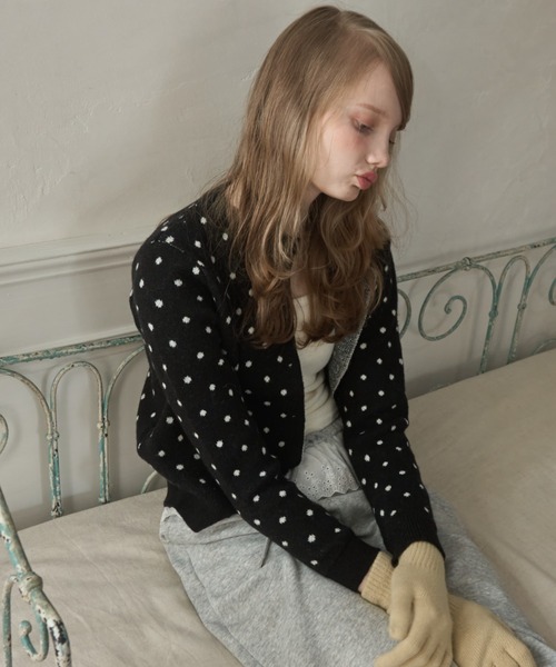 Birthday room（バースデイルーム）の「ドットニットカーディガン/dot knit cardigan（カーディガン/ボレロ・レディース・グレー/ブラック・FREE）」の10枚目の写真