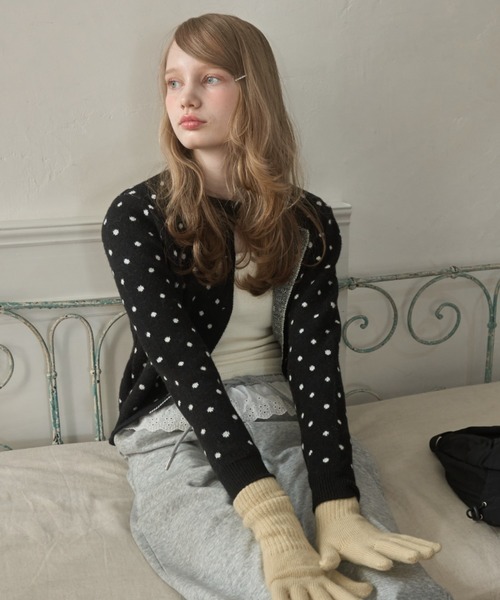 Birthday room（バースデイルーム）の「ドットニットカーディガン/dot knit cardigan（カーディガン/ボレロ・レディース・グレー/ブラック・FREE）」の12枚目の写真
