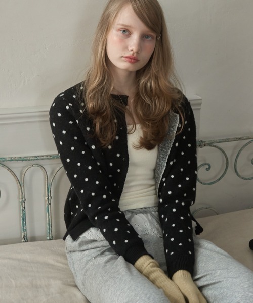 Birthday room（バースデイルーム）の「ドットニットカーディガン/dot knit cardigan（カーディガン/ボレロ・レディース・グレー/ブラック・FREE）」の14枚目の写真