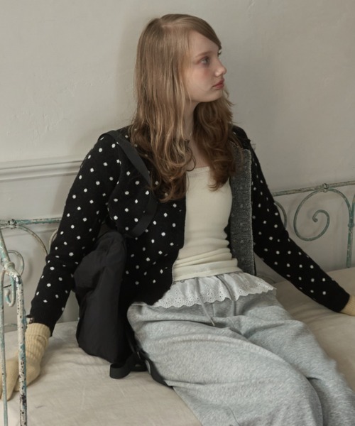 Birthday room（バースデイルーム）の「ドットニットカーディガン/dot knit cardigan（カーディガン/ボレロ・レディース・グレー/ブラック・FREE）」の15枚目の写真