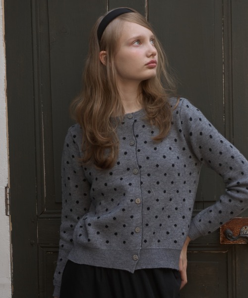 Birthday room（バースデイルーム）の「ドットニットカーディガン/dot knit cardigan（カーディガン/ボレロ・レディース・グレー/ブラック・FREE）」の16枚目の写真