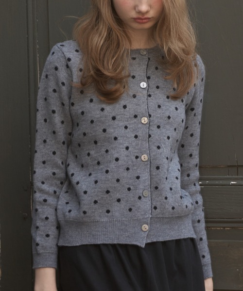 Birthday room（バースデイルーム）の「ドットニットカーディガン/dot knit cardigan（カーディガン/ボレロ・レディース・グレー/ブラック・FREE）」の17枚目の写真