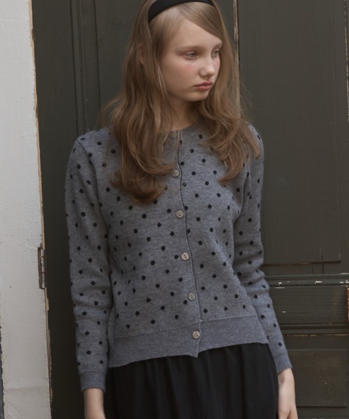 Birthday room（バースデイルーム）の「ドットニットカーディガン/dot knit cardigan（カーディガン/ボレロ・レディース・グレー/ブラック・FREE）」の18枚目の写真