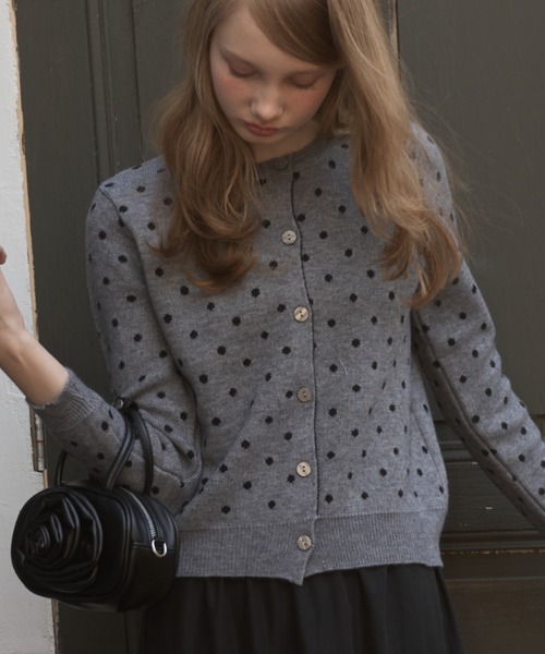 Birthday room（バースデイルーム）の「ドットニットカーディガン/dot knit cardigan（カーディガン/ボレロ・レディース・グレー/ブラック・FREE）」の21枚目の写真