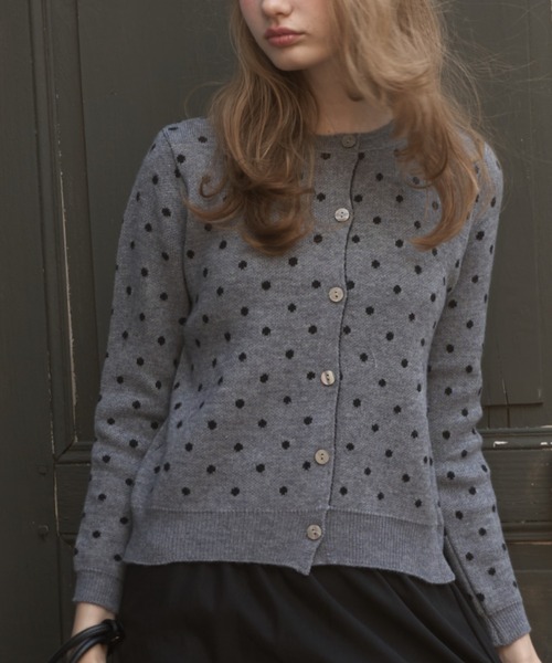 Birthday room（バースデイルーム）の「ドットニットカーディガン/dot knit cardigan（カーディガン/ボレロ・レディース・グレー/ブラック・FREE）」の22枚目の写真