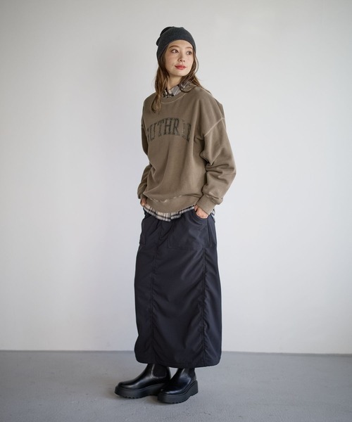 BAYFLOW（ベイフロー）の「[ストレッチ入り]裏起毛ベイカースカート（スカート・レディース・カーキ/ブラック/ボルドー・SMALL/MEDIUM）」の4枚目の写真