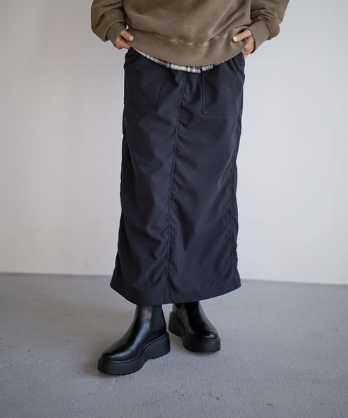 BAYFLOW（ベイフロー）の「[ストレッチ入り]裏起毛ベイカースカート（スカート・レディース・カーキ/ブラック/ボルドー・SMALL/MEDIUM）」の6枚目の写真