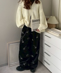 merrylatte | フラワー刺繍ベロアワイドパンツ【NOUA】(その他パンツ)