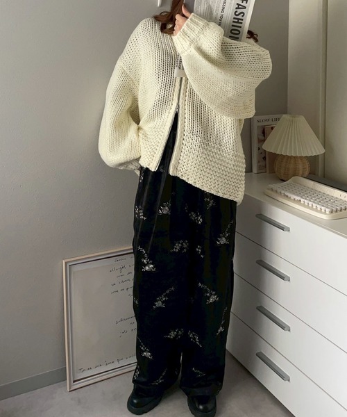 merrylatte（メリーラテ）の「フラワー刺繍ベロアワイドパンツ【NOUA】（その他パンツ・レディース・ブラック・FREE）」の14枚目の写真