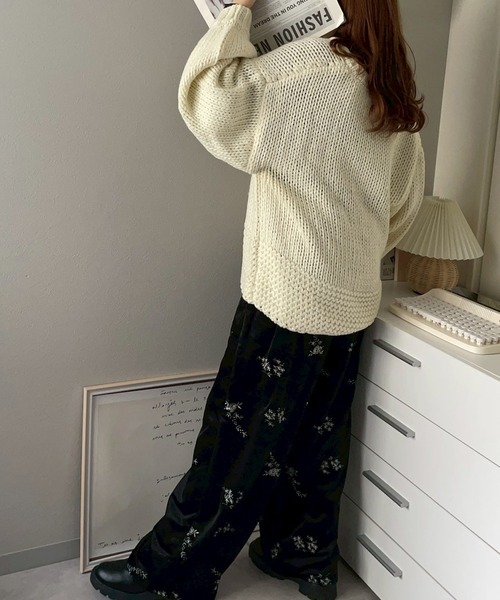 merrylatte（メリーラテ）の「フラワー刺繍ベロアワイドパンツ【NOUA】（その他パンツ・レディース・ブラック・FREE）」の15枚目の写真