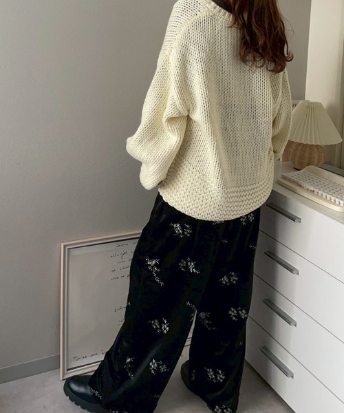 merrylatte（メリーラテ）の「フラワー刺繍ベロアワイドパンツ【NOUA】（その他パンツ・レディース・ブラック・FREE）」の17枚目の写真