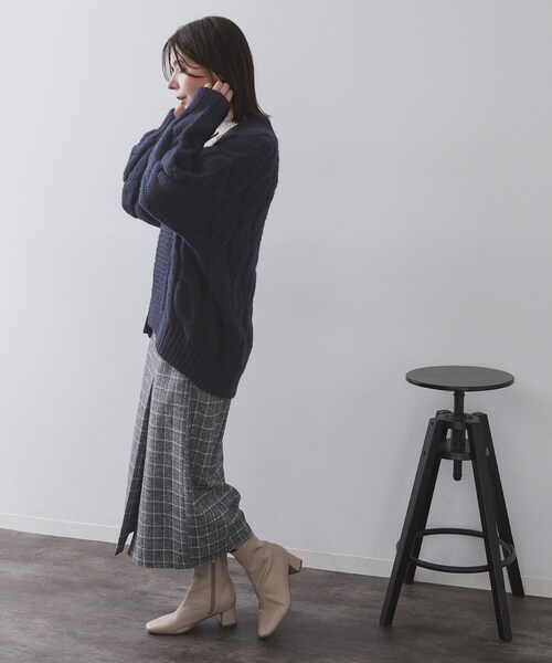 セール】ケーブルローゲージニットカーディガン【洗濯機OK