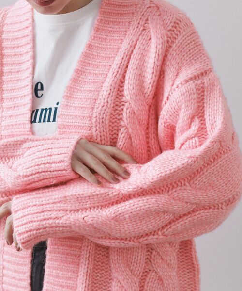 セール】ケーブルローゲージニットカーディガン【洗濯機OK