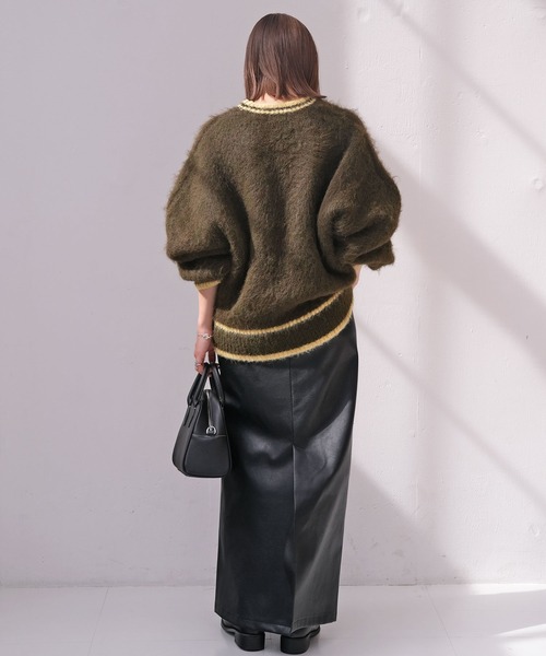 AKTE(アクテ)の「オーバードルマンニットプルオーバー(ニット/セーター・レディース・カーキ系/レオパード・FREE)」の5枚目の写真