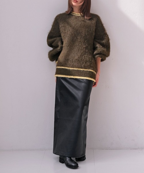 AKTE(アクテ)の「オーバードルマンニットプルオーバー(ニット/セーター・レディース・カーキ系/レオパード・FREE)」の7枚目の写真