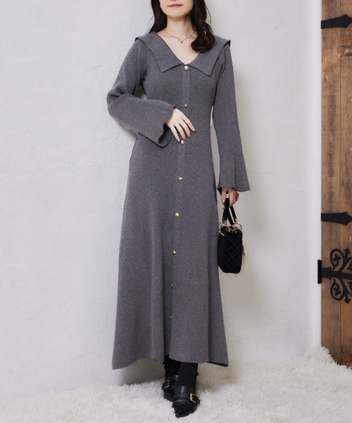 セーラーカラーニットワンピース（ワンピース）｜one after another