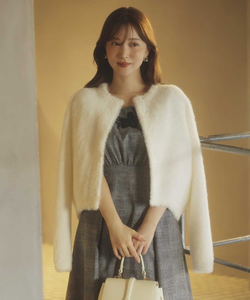 NOELA（ノエラ）の「シャギーニットジャケット（その他アウター・レディース・オフホワイト/ピンク/モカ・フリー）」の2枚目の写真