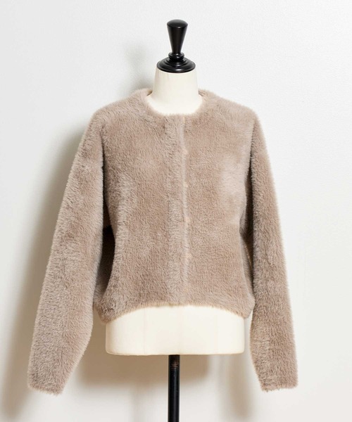 NOELA（ノエラ）の「シャギーニットジャケット（その他アウター・レディース・オフホワイト/ピンク/モカ・フリー）」の8枚目の写真
