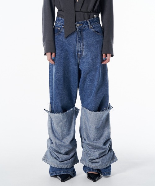 JOSE MOON(ジョゼムーン)の「HEM LAYERED DENIM PANTS/ヘムレイヤードデニムパンツ(デニムパンツ・レディース・ブルー・34/36/38)」の3枚目の写真