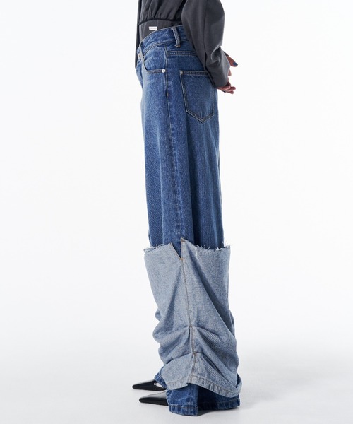 JOSE MOON(ジョゼムーン)の「HEM LAYERED DENIM PANTS/ヘムレイヤードデニムパンツ(デニムパンツ・レディース・ブルー・34/36/38)」の5枚目の写真