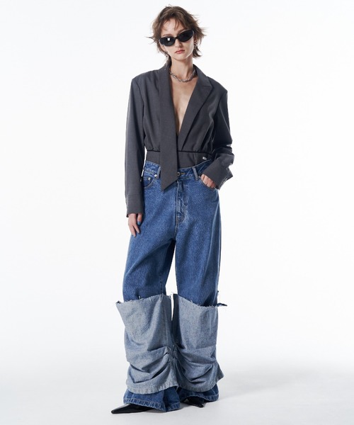 JOSE MOON(ジョゼムーン)の「HEM LAYERED DENIM PANTS/ヘムレイヤードデニムパンツ(デニムパンツ・レディース・ブルー・34/36/38)」の7枚目の写真