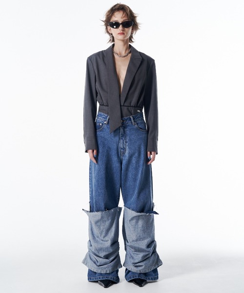 JOSE MOON(ジョゼムーン)の「HEM LAYERED DENIM PANTS/ヘムレイヤードデニムパンツ(デニムパンツ・レディース・ブルー・34/36/38)」の8枚目の写真