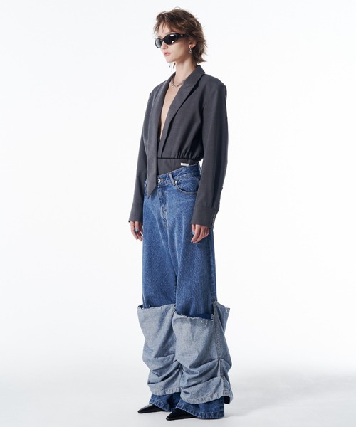 JOSE MOON(ジョゼムーン)の「HEM LAYERED DENIM PANTS/ヘムレイヤードデニムパンツ(デニムパンツ・レディース・ブルー・34/36/38)」の9枚目の写真