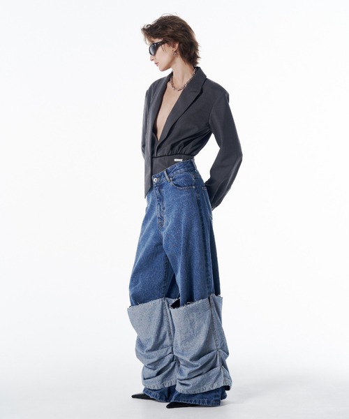 JOSE MOON(ジョゼムーン)の「HEM LAYERED DENIM PANTS/ヘムレイヤードデニムパンツ(デニムパンツ・レディース・ブルー・34/36/38)」の14枚目の写真