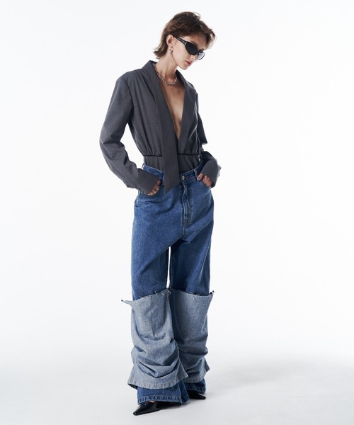 JOSE MOON(ジョゼムーン)の「HEM LAYERED DENIM PANTS/ヘムレイヤードデニムパンツ(デニムパンツ・レディース・ブルー・34/36/38)」の13枚目の写真