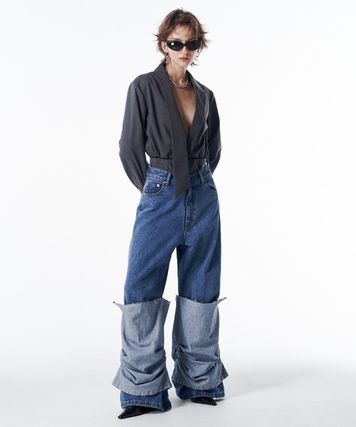 JOSE MOON(ジョゼムーン)の「HEM LAYERED DENIM PANTS/ヘムレイヤードデニムパンツ(デニムパンツ・レディース・ブルー・34/36/38)」の12枚目の写真