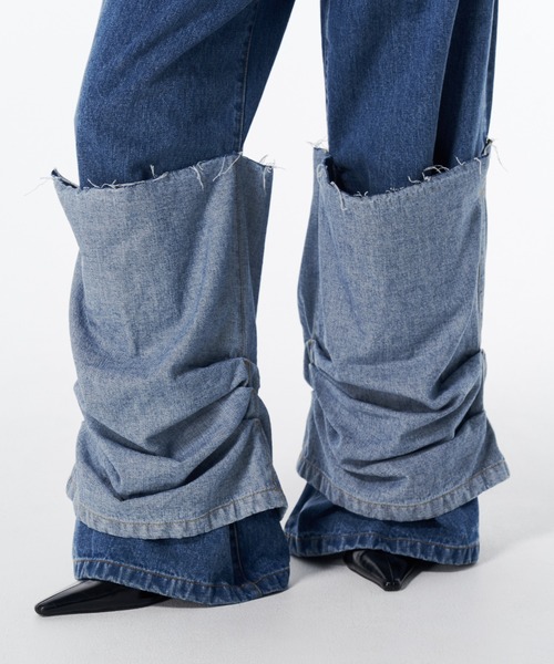 JOSE MOON(ジョゼムーン)の「HEM LAYERED DENIM PANTS/ヘムレイヤードデニムパンツ(デニムパンツ・レディース・ブルー・34/36/38)」の15枚目の写真