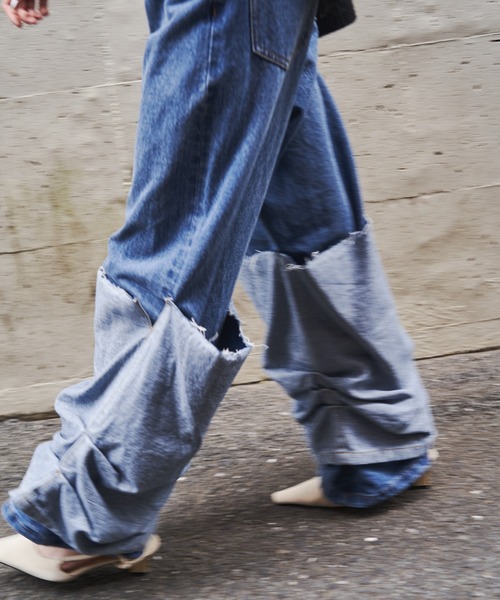 JOSE MOON(ジョゼムーン)の「HEM LAYERED DENIM PANTS/ヘムレイヤードデニムパンツ(デニムパンツ・レディース・ブルー・34/36/38)」の21枚目の写真