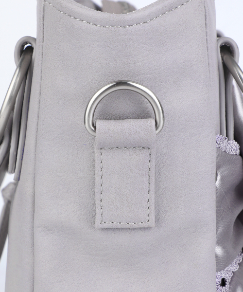 セール】Laced Ribbon Leather Shoulder Bag (Light Purple