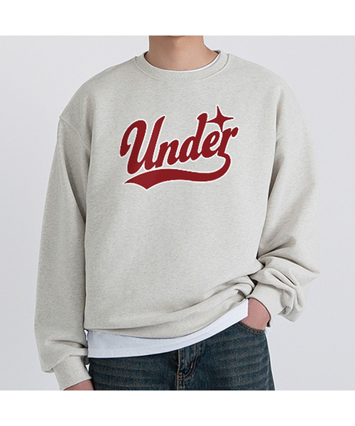 UNDEROFF(アンダーオフ)の「オーバーサイズマンツーマンスウェットアンダーベースボールロゴオートミール(スウェット・レディース・オートミール・SMALL/MEDIUM/LARGE/X-LARGE)」の1枚目の写真