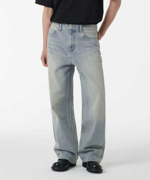 MUSINSA STANDARD（ムシンサスタンダード）の「ビッグブラシワイドデニムパンツ[イエロースカイブルー]（デニムパンツ・メンズ・その他・26/27/28/29/30/31/32/33/34/36/38/40/42）」の3枚目の写真