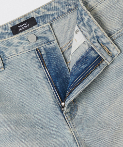 MUSINSA STANDARD（ムシンサスタンダード）の「ビッグブラシワイドデニムパンツ[イエロースカイブルー]（デニムパンツ・メンズ・その他・26/27/28/29/30/31/32/33/34/36/38/40/42）」の5枚目の写真