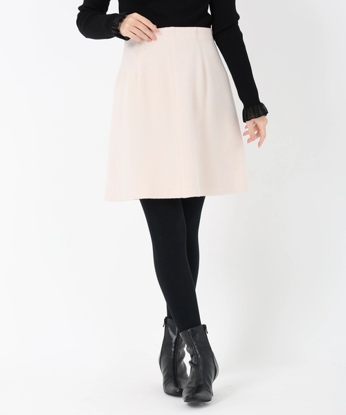 STRAWBERRY-FIELDS（ストロベリーフィールズ）の「ラムウールメルトン_ウールミニスカート（スカート・レディース・レッド系その他/ブラック/オフホワイト・2）」の2枚目の写真