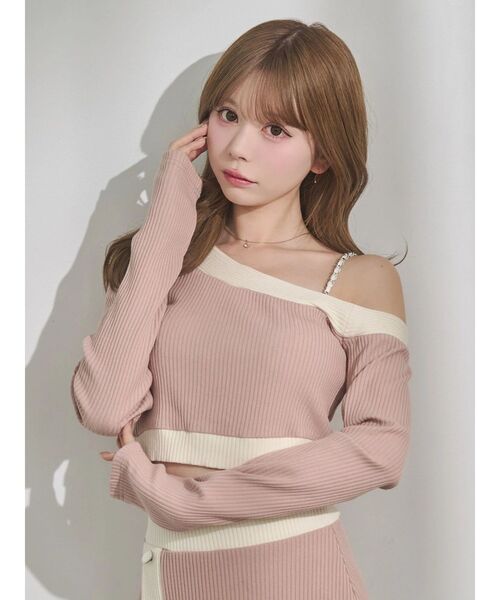 EATME（イートミー）の「【SETUP】バイカラーワンショルTOP（Tシャツ/カットソー・レディース・ピンク/グレー/ブラック・FREE）」の3枚目の写真