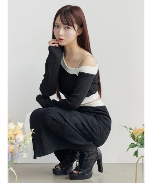 EATME（イートミー）の「【SETUP】バイカラーワンショルTOP（Tシャツ/カットソー・レディース・ピンク/グレー/ブラック・FREE）」の17枚目の写真