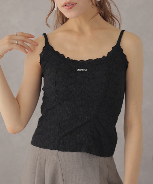 Lace Ladies(レースレディース)の「ボタニカル柄 レース フロントシーム コンパクト キャミソール(キャミソール・レディース・アイボリー/ブラック・FREE)」の2枚目の写真