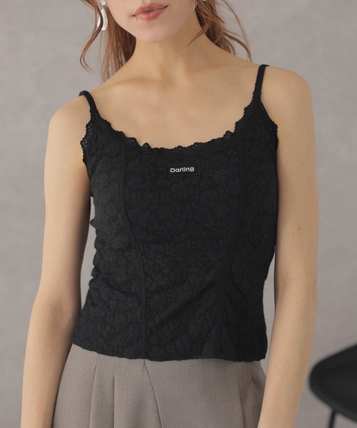 Lace Ladies(レースレディース)の「ボタニカル柄 レース フロントシーム コンパクト キャミソール(キャミソール・レディース・アイボリー/ブラック・FREE)」の5枚目の写真